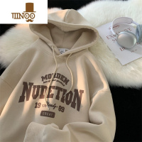 YANXU套头字母连帽高街男女长袖宽松港味复古oversize情侣卫衣