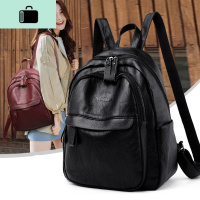 双肩包女士新款韩版百搭软皮包包简约时尚背包大容量休闲书包NEW LAKE