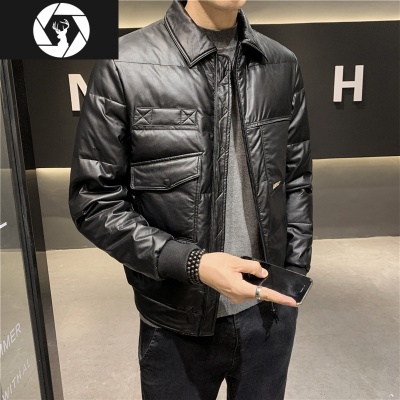 HongZun皮棉衣男冬季厚外套短款棉服韩版修身潮流百搭帅气男装上衣棉袄子棉衣