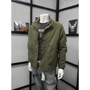 高级大口袋立领夹克男春秋季新款休闲上衣服青年男士纯色外套