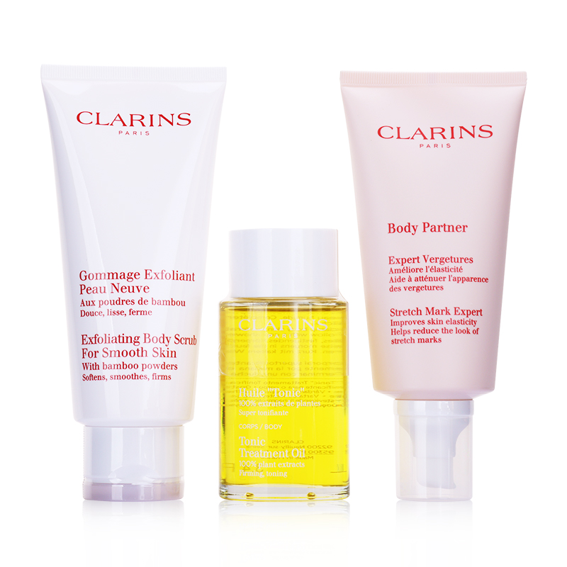 clarins娇韵诗孕妇三件套改善肤质增加肤质弹性减轻纹路淡化颜色抚纹