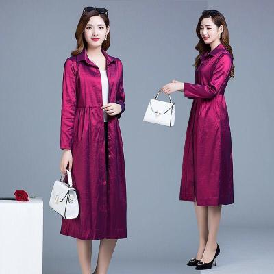 情娇婷(QINGJIAOTING)2021新款女装秋装长款风衣女中长款韩版修身过膝气质薄款外套女秋