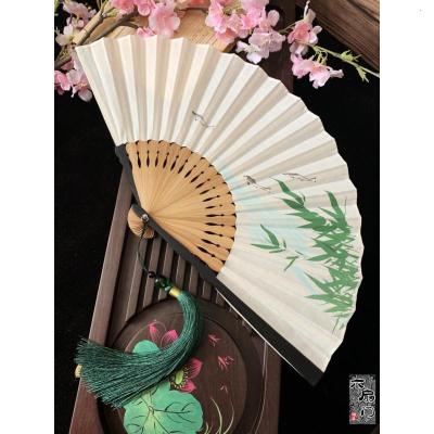 7寸折扇子中国风竹子扇子男女随身折叠扇复古风汉服舞蹈扇夏折扇三维工匠小鱼