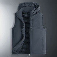 JEEP SPIRIT羽绒马甲连帽纯色秋冬御寒坎肩无袖外套马甲男轻薄保暖外套男