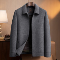 简约潮流休闲羊毛双面呢短大衣男士秋冬新款加厚鹅绒脱卸内胆外套