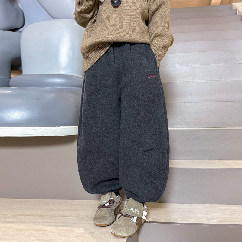 男童裤子冬季秋冬新款大童装潮儿童加绒一体绒运动裤冬装卫裤