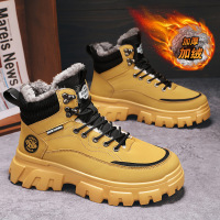 加绒款马丁靴冬季高帮英伦风工装大靴男士加绒棉鞋厚底户外棉鞋