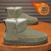 东北雪地靴男款新款冬季加绒靴皮毛一体厚底男士一脚蹬面包鞋