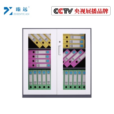 臻远文件柜办公柜钢制铁皮柜资料档案储物柜拆装窄边柜灰白色加厚款 925对开玻柜