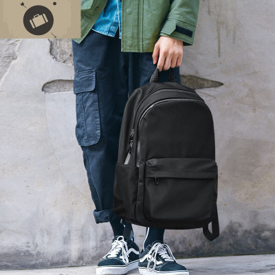 背包男士双肩包时尚潮流大学生书包休闲电脑大容量旅行商务男包潮艾狄伊娃黑色小号（尼龙材质）充电升级版.