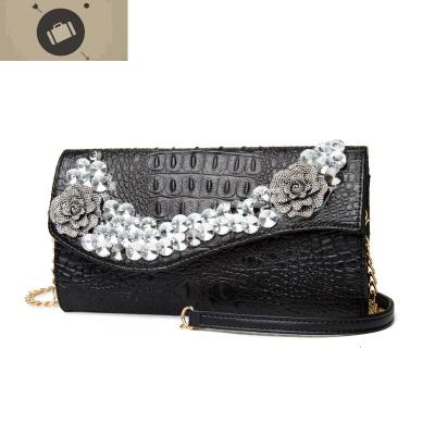 真皮手包女夏季手拿包镶钻手抓包时尚大容量牛皮夹包宴会晚宴包艾狄伊娃手提包