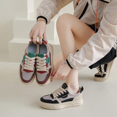 2025春季新款ins韩版透气小白鞋女学生百搭休闲透网板鞋
