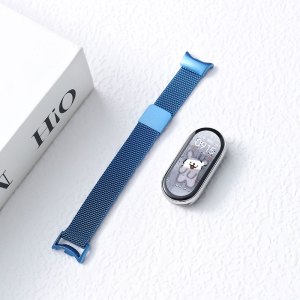 适用小米8/9/nfc手环表带磁吸米兰尼斯腕带金属运动防水防汗透气金属米兰磁吸智能手环运动NFC七八九十代男女3264