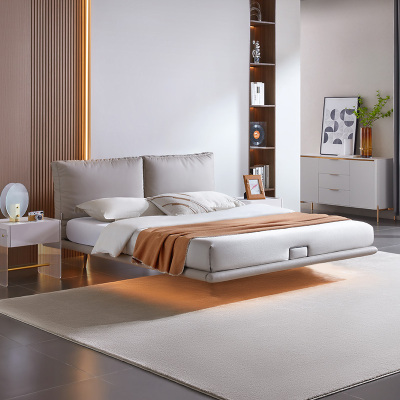 芝華仕(cheers)芝华仕意式极简悬浮真皮床简约主卧室双人床头软包婚