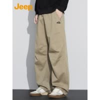 Jeep吉普纯棉工装长裤男士阔腿运动2025年秋季宽松直筒休闲裤子男