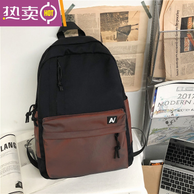 NEWLAKE书包男大学生日系ins潮酷原创小众背包男士双肩包校园简约旅行包黑色不带挂件