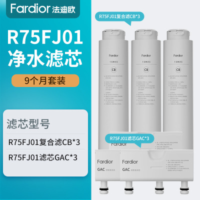 法迪欧(Fardior)净水器R75FJ01净水机 九个月组合装 复合滤芯CB*3+滤芯GAC*3