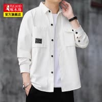 啄木鸟长袖衬衫男士春秋季纯棉休闲寸衫青年百搭工装衬衣外套男潮