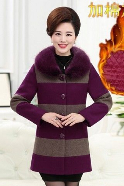 迪鲁奥(DILUAO)40岁50岁妈妈穿呢子大衣中老年女装冬装外套大码中年妈妈装毛呢外套中长款加厚呢子大衣