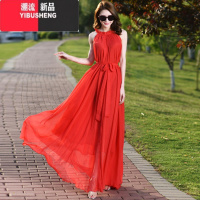 YIBUSHENG长款仙泰国沙滩裙女海边度假雪纺大码显瘦吊带长裙连衣裙