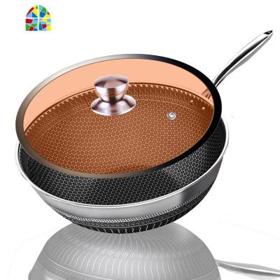 304不锈钢炒锅锅家用燃气灶电磁炉少油烟涂层不生锈炒菜锅 FENGHOU 银色32锅(送圆把盖)