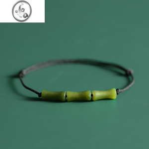 JiMi天青 竹节橄榄玉石手链女夏ins小众设计原创高级感古风复古手串