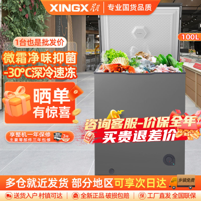 星星(XINGX)100升家用小型冷藏冷冻转换单温卧式冰柜厨房商用保鲜设备超市便利店冷柜节能微霜BD/BC-100KE