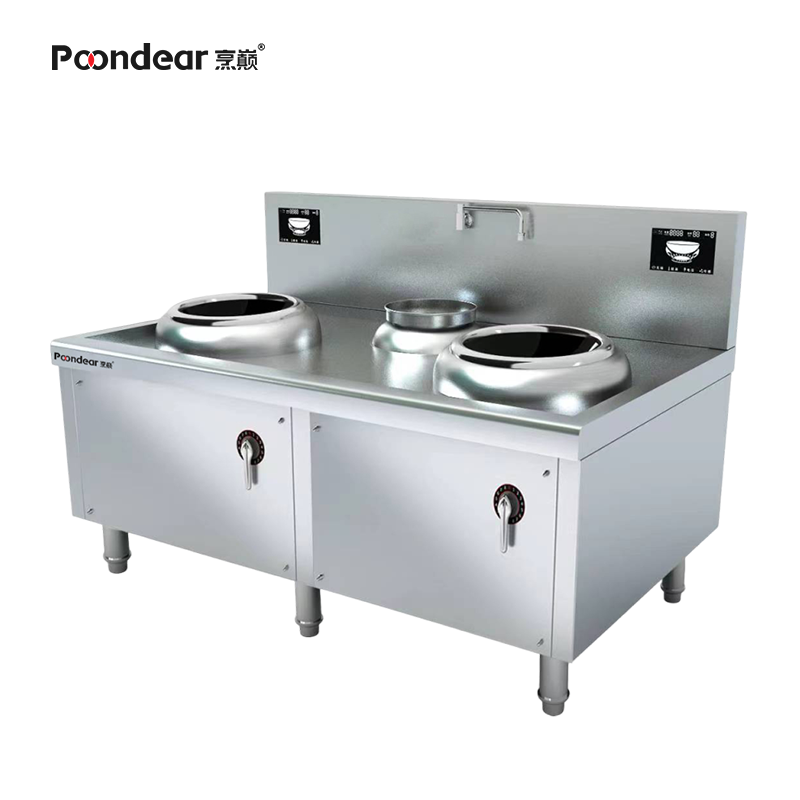 商用电磁小炒炉大功率凹面电磁灶小炒灶 两主一副 16kw PDC-X400Ⅱ-E108Y