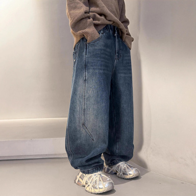 男童裤子冬季加绒加厚一体绒儿童牛仔裤秋冬新款大童装冬装潮