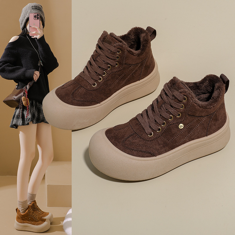 加绒高帮雪地靴女冬季新款学生ins韩版保暖休闲鞋棉鞋