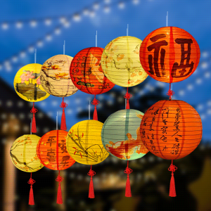 维诺亚古风纸灯灯笼装饰元旦氛围挂饰国风红灯笼中式新年花灯场景道具