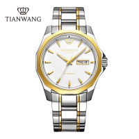 天王金标送福18k金logo尊享版男表商务休闲双历金色机械手表51018