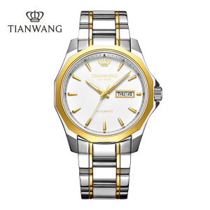 天王金标送福18k金logo尊享版男表商务休闲双历金色机械手表51018