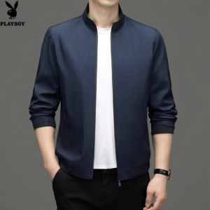 花花公子2024新款秋冬男士夹克立领外套大码中青年商务休闲外穿上衣
