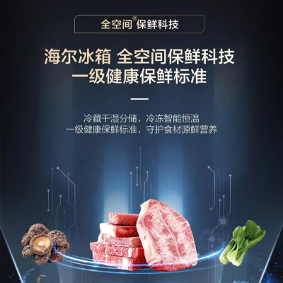 海尔多门冰箱BCD-511WGHMD1BGJU1 511升自动除霜彩晶玻璃面板嵌入式电脑控温1级能效