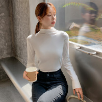 新款半高领保暖内衣女上衣秋季内搭打底衫黑白纯色可外穿长袖秋衣