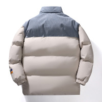 秋冬新款棉衣男士外套潮流情侣宽松灯芯绒拼接立领面包服