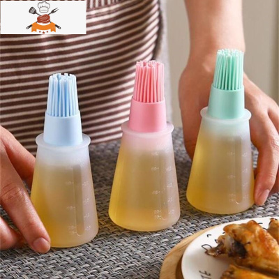 可高温硅胶油刷带瓶厨房烙饼油刷子烧烤刷子食用毛刷家用 敬平 T31-北欧粉[1个装]