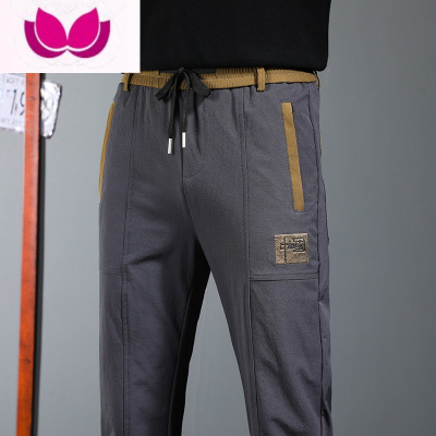 七斓2023休闲裤男拼接刺绣修身男裤直筒宽松网红潮流款商务长裤春季夏