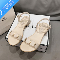 SUNTEK厚底凉鞋女款夏季平底今年新款一字带粗跟仙女风百搭裙子低跟气质