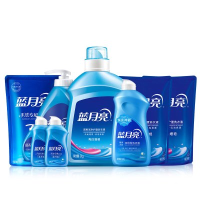 蓝月亮 洗衣液套装 亮白薰2kg+亮白薰袋500g*2+手洗1kg+神器500g+手洗袋500g+80g*2