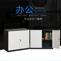豫亿腾窄边套色钢制加厚办公文件柜铁皮柜财务凭证资料柜档案柜玻璃储物书柜带锁抽屉可定制窄边双开门矮柜