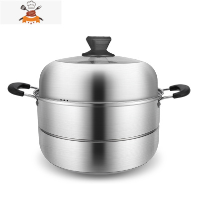 343640cm大蒸锅特大号不锈钢蒸笼商用蒸馒头双层家用蒸馍锅鱼汤锅 34cm两层(304款) (五层锅底) 敬平