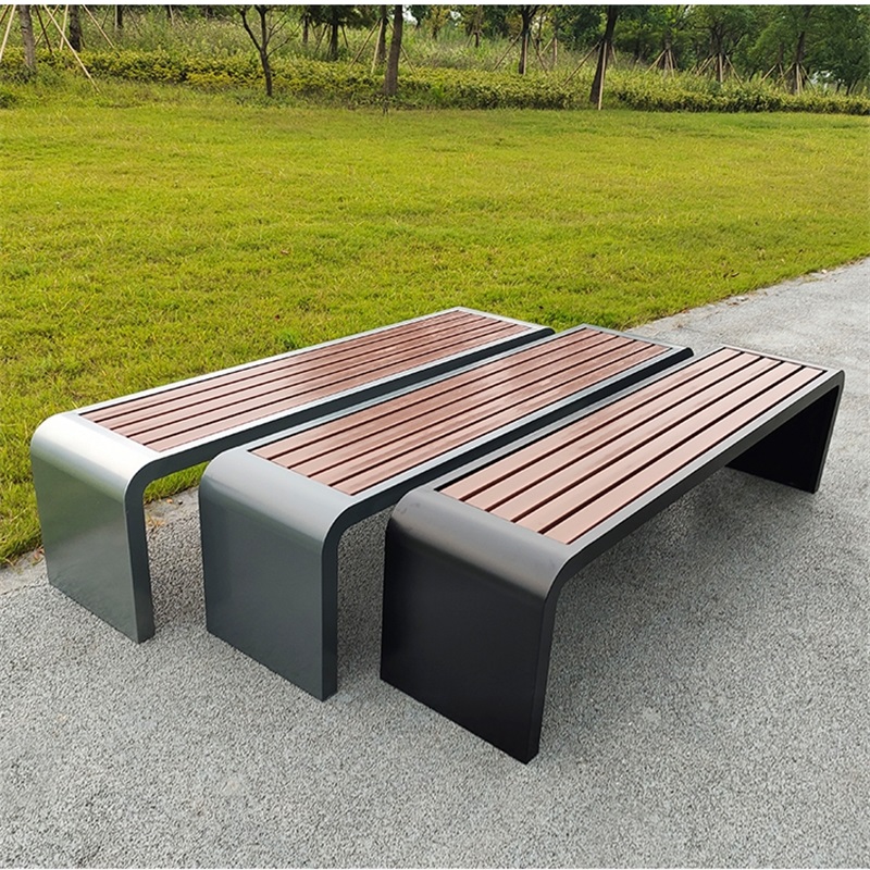 易企采 120CM公园椅户外长椅子休闲庭院露天塑木室外不锈钢长条凳排椅公共座椅物业休闲长椅