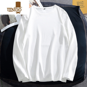 YANXU长袖白t恤男圆领内搭ins潮牌青年宽松大码潮流纯色打底衫上衣