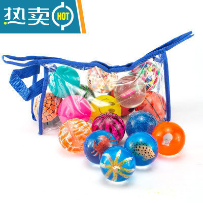 60号儿童玩具球混装实心弹跳球大号发光橡胶跳跳球家用真智力