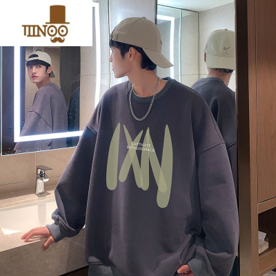 YANXU卫衣男2023秋季ins港风简约宽松圆领潮流上衣服新款潮牌百搭外套