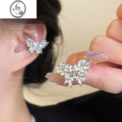 JiMi清冷风~超闪锆石蝴蝶无耳洞耳夹女新款耳环设计感小众高级耳骨夹