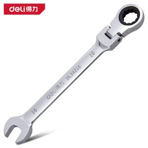 得力工具 DL34215 镜面活头两用棘轮快扳(银) 15mm(单位:把)