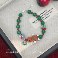 925纯银圣诞老人雪人琉璃手链女手环手饰时尚个性小众新 BCS4019送女朋友老婆情人节七夕生日礼物